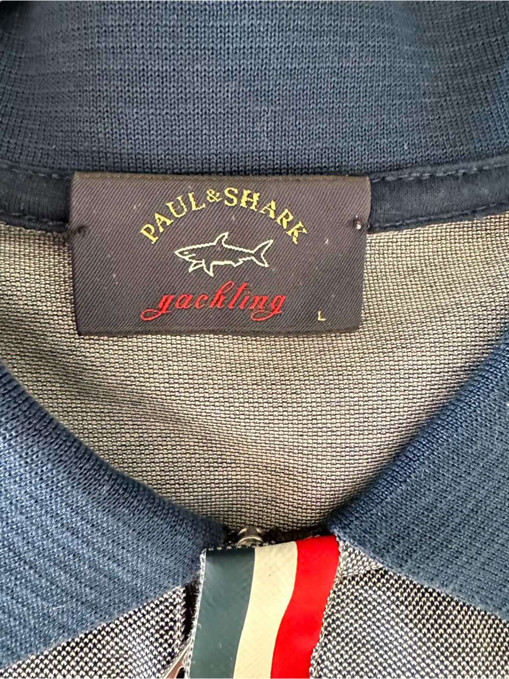 Paul & Shark Yachting Mens Blue Heather Polo Shirt Navy Collar Large